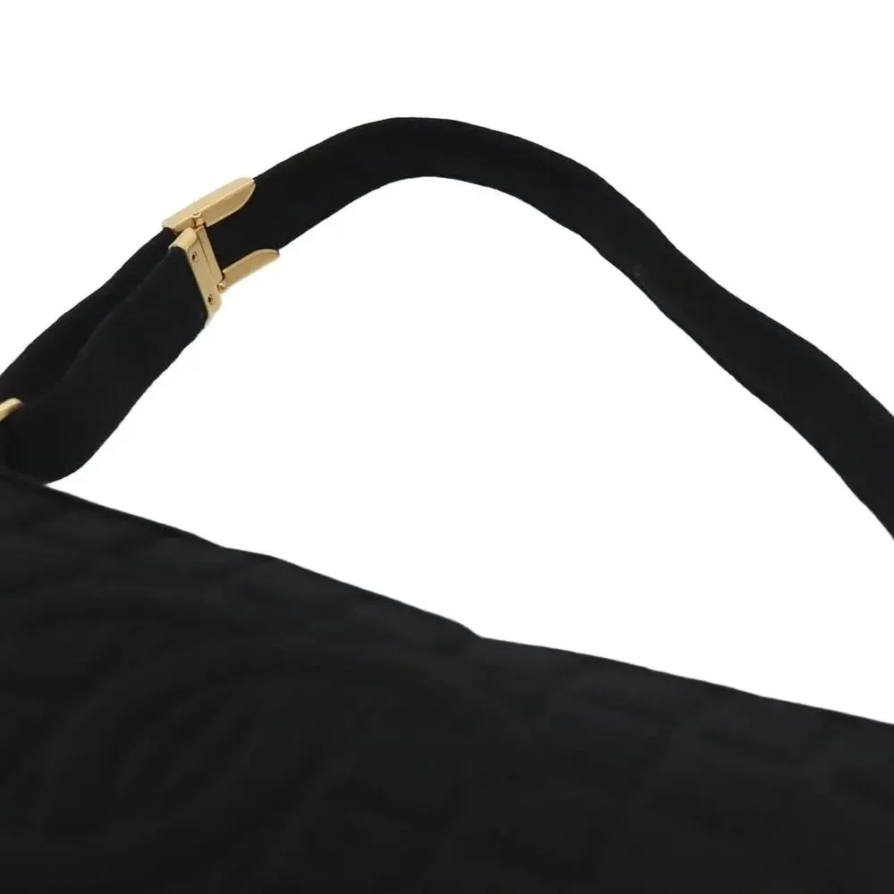 Chanel Cotton CC Logo Choco Bar Shoulder Bag Black